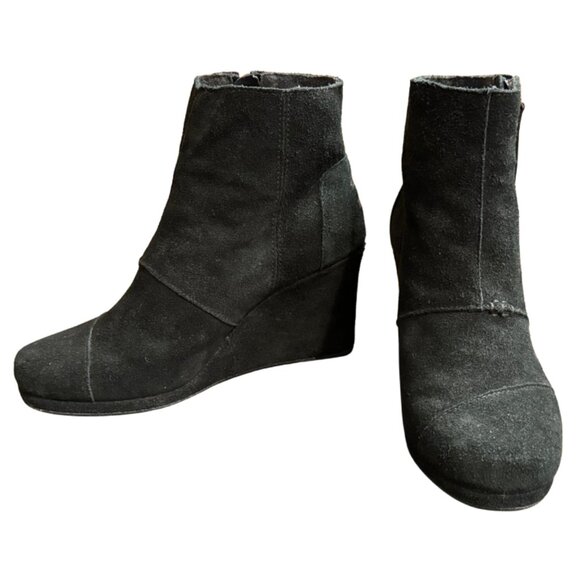 Toms Desert Wedge High Black Suede Size 9 - Picture 3 of 10